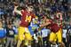 PASADENA, CA - NOVEMBER 19: Quarterback Sam Darnold #14 of the USC Trojans makes a pass on the run during the first quarter against the UCLA Bruins at Rose Bowl on November 19, 2016 in Pasadena, California. (Photo by Harry How/Getty Images)