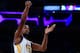 LOS ANGELES, CA - NOVEMBER 25: Kevin Durant #35 of the Golden State Warriors attempts a free throw during the game against the Los Angeles Lakers on November 25, 2016 at STAPLES Center in Los Angeles, California. NOTE TO USER: User expressly acknowledges