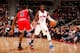 DETROIT, MI - DECEMBER 6: Reggie Jackson #1 of the Detroit Pistons handles the ball against the Chicago Bulls during the game on December 6, 2016 at The Palace of Auburn Hills in Auburn Hills, Michigan. NOTE TO USER: User expressly acknowledges and agree