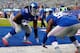 Damon Harrison and Johnathan Hankins prepare before a preseason game against the Dolphins.