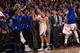 OAKLAND, CA - DECEMBER 5: Klay Thompson #11 of the Golden State Warriors greets the bench during the game against the Indiana Pacers on December 5, 2016 at ORACLE Arena in Oakland, California. NOTE TO USER: User expressly acknowledges and agrees that, by