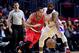 LOS ANGELES, CA - DECEMBER 12: C.J. McCollum #3 of the Portland Trail Blazers is guarded by Raymond Felton #2 of the LA Clippers during a 121-120 Clipper win at Staples Center on December 12, 2016 in Los Angeles, California. NOTE TO USER: User expressly
