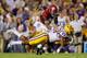 BATON ROUGE, LA - NOVEMBER 05: Travin Dural #83 of the LSU Tigers pulls in this reception against Marlon Humphrey #26 of the Alabama Crimson Tide at Tiger Stadium on November 5, 2016 in Baton Rouge, Louisiana. (Photo by Kevin C. Cox/Getty Images)