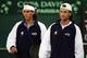 SEVILLE, SPAIN - DECEMBER 2: Carlos Moya and Rafael Nadal of Spain walk out for practice for the Davis Cup by BNP Paribas-World Group Final between Spain and United States of America at the Estadio Olimpico de Sevilla on December 2, 2004 in Seville, Spai