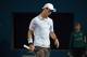 Kei Nishikori of Japan reacts on a point against Grigor Dimitrov of Bulgaria in their men's singles final at the Brisbane International tennis tournament in Brisbane on January 8, 2017. / AFP / SAEED KHAN / IMAGE RESTRICTED TO EDITORIAL USE - STRICTLY NO