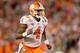 TAMPA, FL - JANUARY 09: Quarterback Deshaun Watson #4 of the Clemson Tigers celebrates after throwing a 24-yard touchdown pass during the third quarter against the Alabama Crimson Tide in the 2017 College Football Playoff National Championship Game at Ra