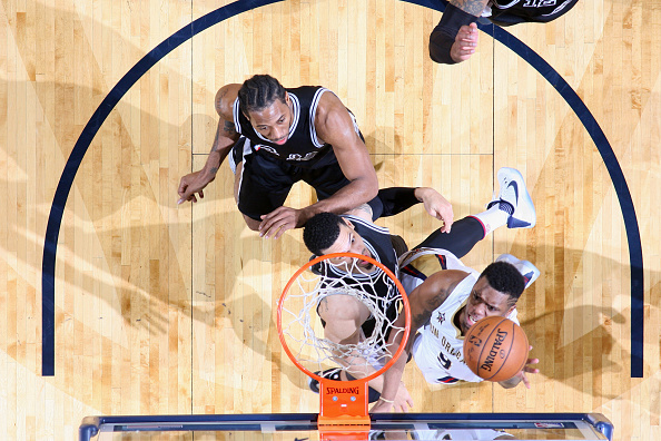 NEW ORLEANS, LA - JANUARY 27: Terrence Jones #9 of the New Orleans Pelicans goes to the basket against the San Antonio Spurs on January 27, 2017 at the Smoothie King Center in New Orleans, Louisiana. NOTE TO USER: User expressly acknowledges and agrees t