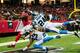 ATLANTA, GA - DECEMBER 28: Josh Norman #24 and Tre Boston #33 of the Carolina Panthers break up a pass intended for Julio Jones #11 of the Atlanta Falcons in the second half at the Georgia Dome on December 28, 2014 in Atlanta, Georgia. (Photo by Scott Cu
