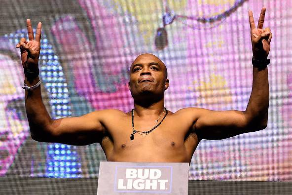 LAS VEGAS, NV - JULY 08: Anderson Silva of Brazil steps on the scale during the UFC 200 weigh-in at T-Mobile Arena on July 8, 2016 in Las Vegas, Nevada. (Photo by Josh Hedges/Zuffa LLC/Zuffa LLC via Getty Images)
