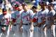 LOS ANGELES, CA - OCTOBER 10: Pitcher Stephen Strasburg #37 of the Washington Nationals looks on during player introductions against the Los Angeles Dodgers in game three of the National League Division Series at Dodger Stadium on October 10, 2016 in Los