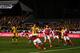 SUTTON, GREATER LONDON - FEBRUARY 20: Rob Holding of Arsenal heads clear during the Emirates FA Cup fifth round match between Sutton United and Arsenal on February 20, 2017 in Sutton, Greater London. (Photo by Mike Hewitt/Getty Images)