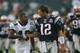 PHILADELPHIA - AUGUST 13: Quarterback Tom Brady #12 of the New England Patriots shakes hands with wide receiver DeSean Jackson #10 of the Philadelphia Eagles on August 13, 2009 at Lincoln Financial Field in Philadelphia, Pennsylvania. (Photo by Hunter Mar