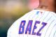 MESA, AZ - MARCH 26: Javier Baez #9 of the Chicago Cubs warms up before the game against the Los Angeles Angels of Anaheim at Sloan Park on March 26, 2015 in Mesa, Arizona. (Photo by Lisa Blumenfeld/Getty Images)