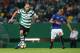 LISBON, PORTUGAL - MARCH 18: Sporting CP forward Bas Dost from Holland (L) with Nacional defender Victor Garcia from Venezuela (R) in action during the Primeira Liga match between Sporting CP and CD Nacional at Estadio Jose Alvalade on March 18, 2017 in L