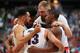 GLENDALE, AZ - APRIL 01: Przemek Karnowski #24 of the Gonzaga Bulldogs huddles with teammates at the start of their game against the South Carolina Gamecocks during the 2017 NCAA Men's Final Four Semifinal at University of Phoenix Stadium on April 1, 2017