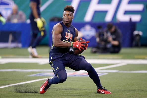 INDIANAPOLIS, IN - MARCH 04: Wide receiver Curtis Samuel of Ohio State in action during day four of the NFL Combine at Lucas Oil Stadium on March 4, 2017 in Indianapolis, Indiana. (Photo by Joe Robbins/Getty Images)
