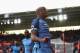 SOUTHAMPTON, ENGLAND - APRIL 15: Vincent Kompany of Manchester City celebrates scoring his sides first goal during the Premier League match between Southampton and Manchester City at St Mary's Stadium on April 15, 2017 in Southampton, England. (Photo by