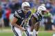 SAN DIEGO, CA - JANUARY 01: Philip Rivers #17 of the San Diego Chargers calling plays at the line against the Kansas City Chiefs during a NFL game at Qualcomm Stadium on January 1, 2017 in San Diego, California. (Photo by Leon Bennett/Getty Images)