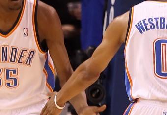 Kevin Durant and Russell Westbrook lead all scorers with 16 points a piece.