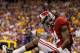 NEW ORLEANS, LA - JANUARY 09: Dre Kirkpatrick #21 of the Alabama Crimson Tide reacts after a defensive stop in the third quarter against the Louisiana State University Tigers during the 2012 Allstate BCS National Championship Game at Mercedes-Benz Superdome on January 9, 2012 in New Orleans, Louisiana. (Photo by Kevin C. Cox/Getty Images)