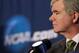 WASHINGTON - MARCH 17: NCAA President Mark Emmert address the media during a press conference before the second round of the 2011 NCAA men's basketball tournament at the Verizon Center on March 17, 2011 in Washington, DC. (Photo by Nick Laham/Getty Images)