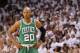 MIAMI, FL - MAY 03: Ray Allen #20 of the Boston Celtics looks on during Game Two of the Eastern Conference Semifinals of the 2011 NBA Playoffs against the Miami Heat at American Airlines Arena on May 3, 2011 in Miami, Florida. NOTE TO USER: User expressly acknowledges and agrees that, by downloading and/or using this Photograph, User is consenting to the terms and conditions of the Getty Images License Agreement. (Photo by Mike Ehrmann/Getty Images)
