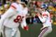 GREEN BAY, WI - JANUARY 15: Eli Manning #10 of the New York Giants looks to pass against the Green Bay Packers during their NFC Divisional playoff game at Lambeau Field on January 15, 2012 in Green Bay, Wisconsin. (Photo by Jamie Squire/Getty Images)