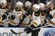 SUNRISE, FL - JANUARY 16: Patrice Bergeron #37 of the Boston Bruins is congratulated by teammates after scoring a first period goal against the Florida Panthers on January 16, 2012 at the BankAtlantic Center in Sunrise, Florida. (Photo by Joel Auerbach/Getty Images)