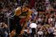 MIAMI, FL - JANUARY 19: LeBron James #6 of the Miami Heat looks on during a game against the Los Angeles Lakers at American Airlines Arena on January 19, 2012 in Miami, Florida. NOTE TO USER: User expressly acknowledges and agrees that, by downloading and/or using this Photograph, User is consenting to the terms and conditions of the Getty Images License Agreement. (Photo by Mike Ehrmann/Getty Images)