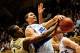 DURHAM, NC - JANUARY 19: Austin Rivers #0 of the Duke Blue Devils is fouled by Tony Chennault #1 of the Wake Forest Demon Deacons during play at Cameron Indoor Stadium on January 19, 2012 in Durham, North Carolina. (Photo by Grant Halverson/Getty Images)