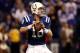 INDIANAPOLIS, IN - JANUARY 08: Quarterback Peyton Manning #18 of the Indianapolis Colts looks to pass against the New York Jets during their 2011 AFC wild card playoff game at Lucas Oil Stadium on January 8, 2011 in Indianapolis, Indiana. The Jets won 17-16. (Photo by Jonathan Daniel/Getty Images)
