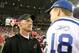 GLENDALE, AZ - SEPTEMBER 27: Head coach Ken Whisenhunt of the Arizona Cardinals talks with quarterback Peyton Manning #18 of the Indianapolis Colts after the Colts defeated the Cardinals 31-10 during the game at University of Phoenix Stadium on September 27, 2009 in Glendale, Arizona. (Photo by Christian Petersen/Getty Images)