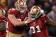 SAN FRANCISCO, CA - JANUARY 22: Justin Smith #94 and Ray McDonald #91 of the San Francisco 49ers celebrate a defensive play in the second half against the New York Giants during the NFC Championship Game at Candlestick Park on January 22, 2012 in San Francisco, California. (Photo by Jamie Squire/Getty Images)