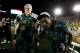 PASADENA, CA - JANUARY 02: (L-R) Bryan Bennett #2 and Darron Thomas #5 of the Oregon Ducks celebrate the Ducks 45-38 victory against the Wisconsin Badgers at the 98th Rose Bowl Game on January 2, 2012 in Pasadena, California. (Photo by Jeff Gross/Getty Images)