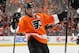 PHILADELPHIA, PA - JANUARY 22: Scott Hartnell #19 of the Philadelphia Flyers celebrates his third goal of the second period against the Boston Bruins on January 22, 2012 at Wells Fargo Center in Philadelphia, Pennsylvania. (Photo by Jim McIsaac/Getty Images)