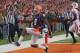 CHAMPAIGN, IL - NOVEMBER 19: A.J. Jenkins #8 of the Illinois Fighting Illini moives across the end zone against the Wisconsin Badgers at Memorial Stadium on November 19, 2011 in Champaign, Illinois. Wisconsin defeated Illinois 28-17. (Photo by Jonathan Daniel/Getty Images)