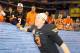 GLENDALE, AZ - JANUARY 02: Brandon Weeden #3 of the Oklahoma State Cowboys celebrates with fans after Oklahoma State won 41-38 in overtime against the Stanford Cardinal during the Tostitos Fiesta Bowl on January 2, 2012 at University of Phoenix Stadium in Glendale, Arizona. Oklahoma State won 41-38 in overtime. (Photo by Christian Petersen/Getty Images)