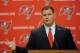 TAMPA, FL - JANUARY 27: Coach Greg Schiano of the Tampa Bay Buccaneers speaks to the media at an introduction press conference at the team training facility January 27, 2012 in Tampa, Florida. (Photo by Al Messerschmidt/Getty Images)