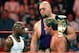 LAS VEGAS - AUGUST 24: Boxer Floyd Mayweather Jr. (L) stares down wrestlers Chris Jericho and Big Show during the WWE Monday Night Raw show at the Thomas & Mack Center August 24, 2009 in Las Vegas, Nevada. Mayweather was a special guest host during the broadcast. (Photo by Ethan Miller/Getty Images)