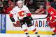 DETROIT, MI - NOVEMBER 03: Brendan Morrison #8 of the Calgary Flames skates against the Detroit Red Wings at Joe Louis Arena on November 3, 2011 in Detroit, Michigan. Calgary won the game 4-1. (Photo by Gregory Shamus/Getty Images)