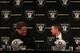 ALAMEDA, CA - JANUARY 30: New Oakland Raiders head coach Dennis Allen (R) talks to Raiders general manager Reggie McKenzie (L) looks on during a press conference on January 30, 2012 in Alameda, California. Dennis Allen was introduced as the new coach of the Oakland Raiders, replacing Hue Jackson who was fired after one season. (Photo by Justin Sullivan/Getty Images)