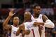 LOS ANGELES, CA - JANUARY 14: DeAndre Jordan #6 Chauncey Billups #1 and Caron Butler #5 of the Los Angeles Clippers celebrate a three pointer against the Los Angeles Lakers at Staples Center on January 14, 2012 in Los Angeles, California. NOTE TO USER: User expressly acknowledges and agrees that, by downloading and/or using this Photograph, user is consenting to the terms and conditions of the Getty Images License Agreement. (Photo by Harry How/Getty Images)