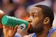 PHOENIX - DECEMBER 19: Gilbert Arenas #0 of the Washington Wizards drinks water during the NBA game against the Phoenix Suns at US Airways Center on December 19, 2009 in Phoenix, Arizona. The Suns defeated the Wizards 121-95. NOTE TO USER: User expressly acknowledges and agrees that, by downloading and or using this photograph, User is consenting to the terms and conditions of the Getty Images License Agreement. (Photo by Christian Petersen/Getty Images)
