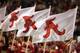 TUSCALOOSA, AL - NOVEMBER 15: The flag girls of the Alabama Crimson Tide marching band perform before the game against the Mississippi State Bulldogs at Bryant-Denny Stadium on November 15, 2008 in Tuscaloosa, Alabama. (Photo by Kevin C. Cox/Getty Images)