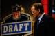 NEW YORK - APRIL 22: NFL Commissioner Roger Goodell looks on as he stands on stage during the first round of the 2010 NFL Draft at Radio City Music Hall on April 22, 2010 in New York City. (Photo by Jeff Zelevansky/Getty Images)