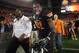 GLENDALE, AZ - JANUARY 02: Justin Blackmon #81 of the Oklahoma State Cowboys celebrates after Oklahoma State Cowboys won 41-38 in overtime against the Stanford Cardinal during the Tostitos Fiesta Bowl on January 2, 2012 at University of Phoenix Stadium in Glendale, Arizona. (Photo by Donald Miralle/Getty Images)