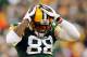 GREEN BAY, WI - JANUARY 15: Jermichael Finley #88 of the Green Bay Packers reacts after a play against the New York Giants during their NFC Divisional playoff game at Lambeau Field on January 15, 2012 in Green Bay, Wisconsin. (Photo by Jamie Squire/Getty Images)