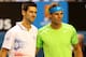 MELBOURNE, AUSTRALIA - JANUARY 29: Novak Djokovic of Serbia and Rafael Nadal of Spain pose prior to their men's final match during day fourteen of the 2012 Australian Open at Melbourne Park on January 29, 2012 in Melbourne, Australia. (Photo by Quinn Rooney/Getty Images)