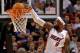 MIAMI, FL - JANUARY 27: LeBron James #6 of the Miami Heat dunks during a game against the New York Knicks at American Airlines Arena on January 27, 2012 in Miami, Florida. NOTE TO USER: User expressly acknowledges and agrees that, by downloading and/or using this Photograph, User is consenting to the terms and conditions of the Getty Images License Agreement. (Photo by Mike Ehrmann/Getty Images)
