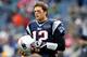 FOXBORO, MA - JANUARY 22: Tom Brady #12 of the New England Patriots looks on against the Baltimore Ravens during their AFC Championship Game at Gillette Stadium on January 22, 2012 in Foxboro, Massachusetts. (Photo by Jim Rogash/Getty Images)